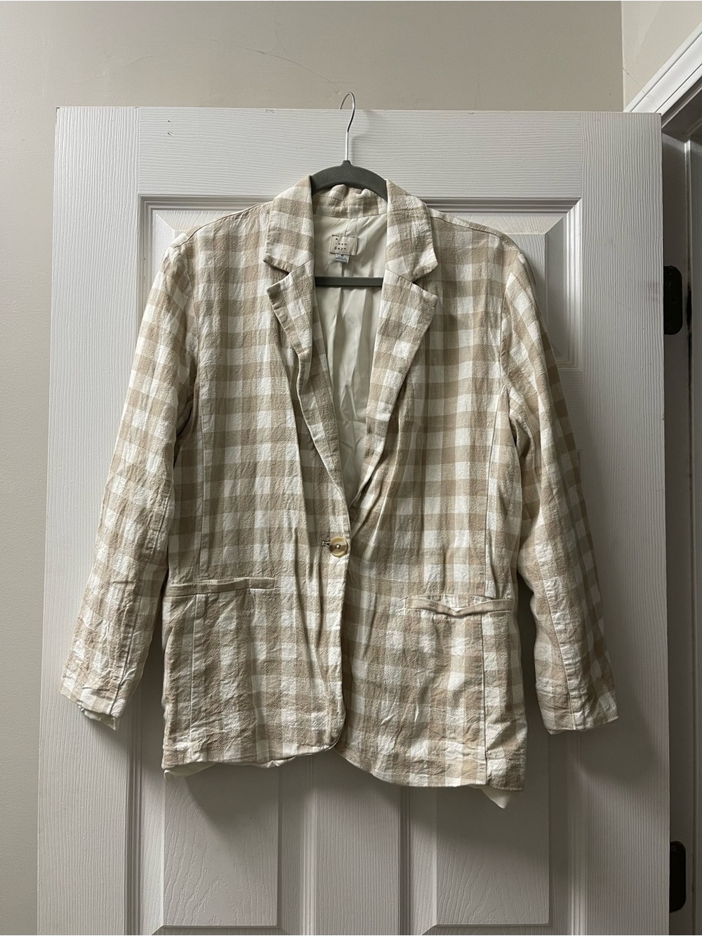 a new day Beige and White Checked Blazer
